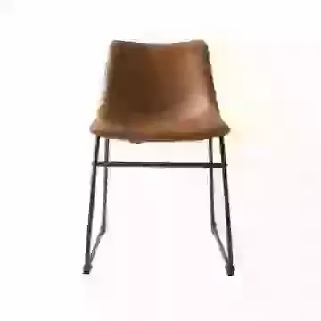 Vegan leather Tan Dining Chair with Metal leg Frame SET OF 2